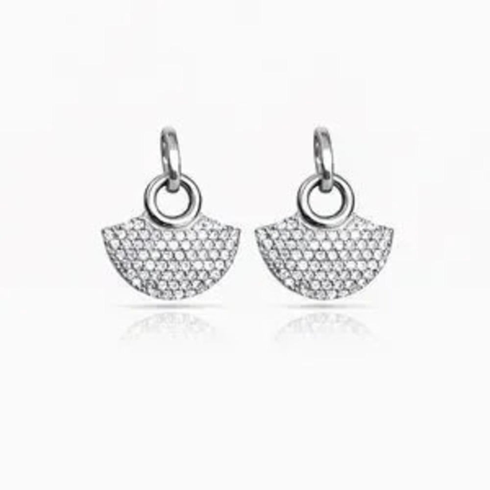 ?? Minimalist Silver Pave Earrings